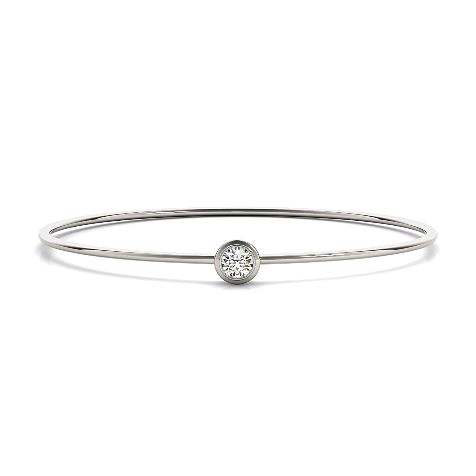 0.35 ct Single Diamond Bangle Bracelet Bezel Set-VIRABYANI